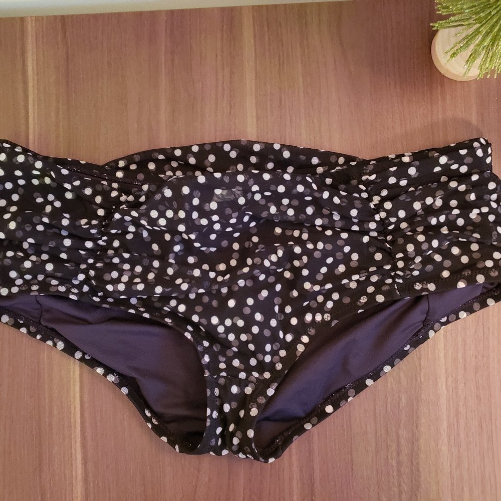 J. Crew Black and White Mesh Tulle Polka Dot Bikini Bottom